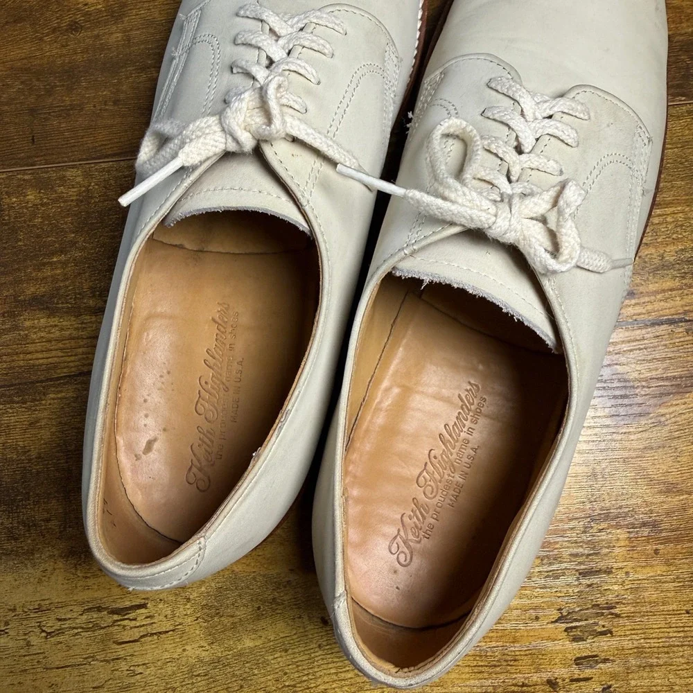 Keith Highlanders‎ JA06165 White Nubuck Leather Derby Shoes Mens 9 B Made in USA